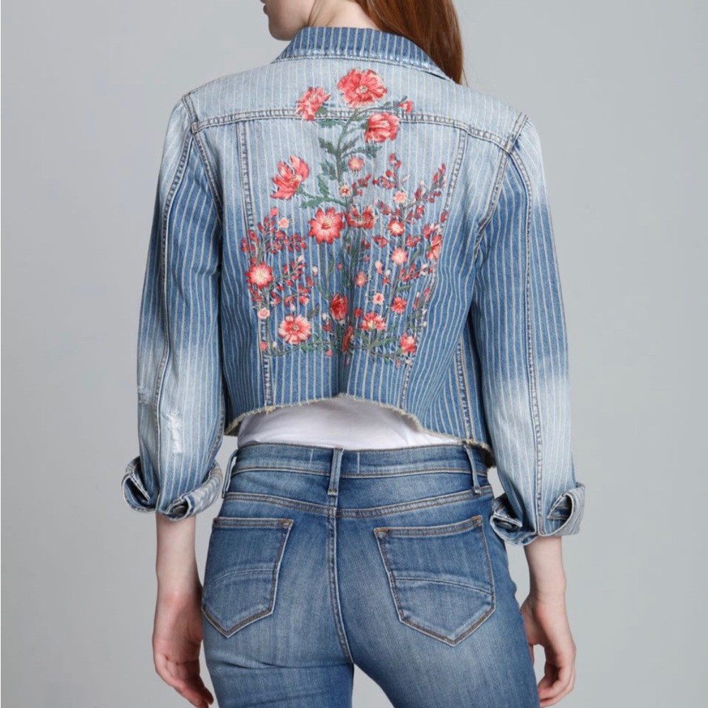 Driftwood Pinstripe Denim Trucker Jacket